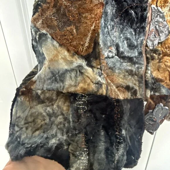 Y2K Velvet Corset Top-Lace Patchwork Bustier-Fairy Grunge/Whimsigoth - Picture 3 of 12